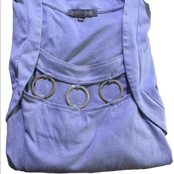 Addition Elle Plus Size 2X XL Blue 3/4 Length Sleeve Top - Picture 3 of 11